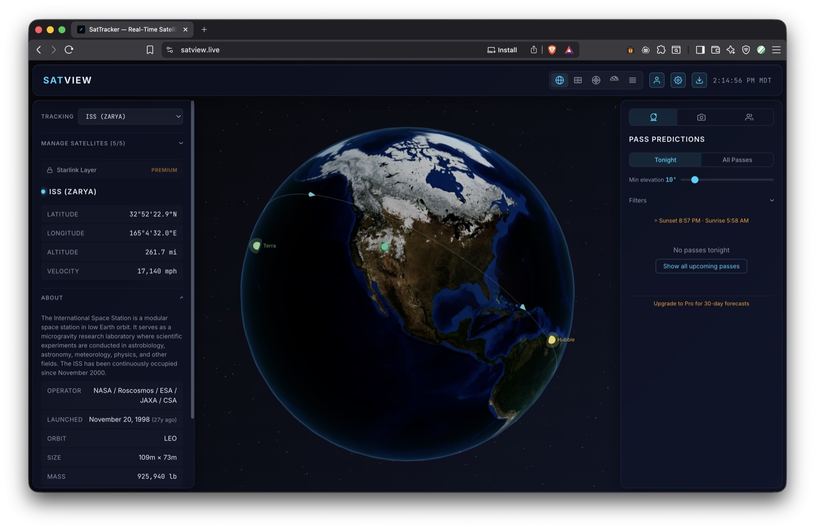 Screenshot of SatView