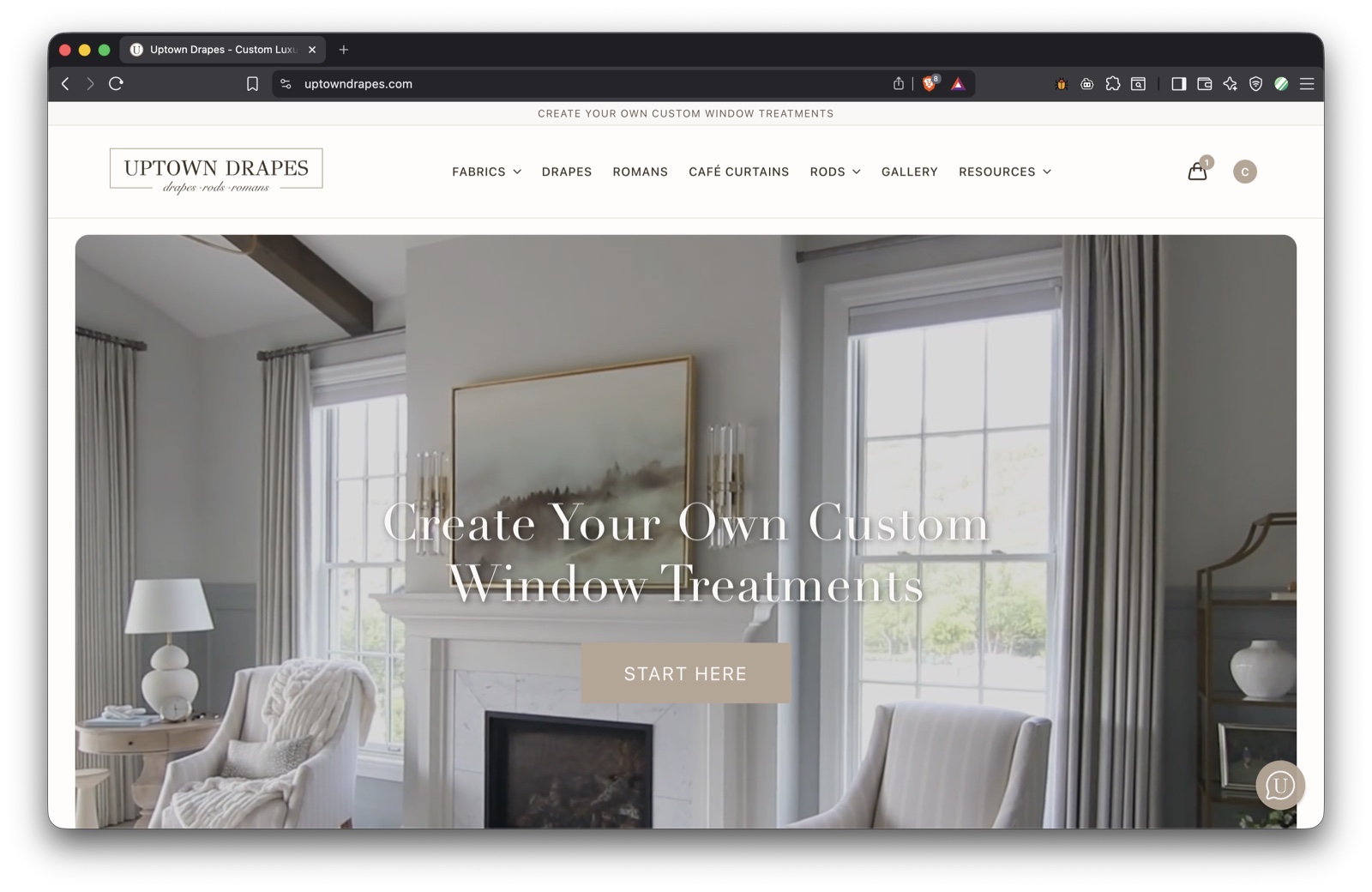 Screenshot of Uptown Drapes